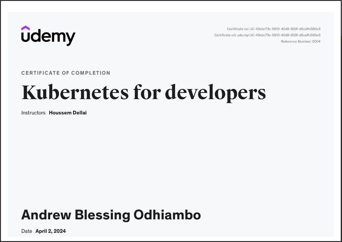 Kubernetes for Developers Certificate